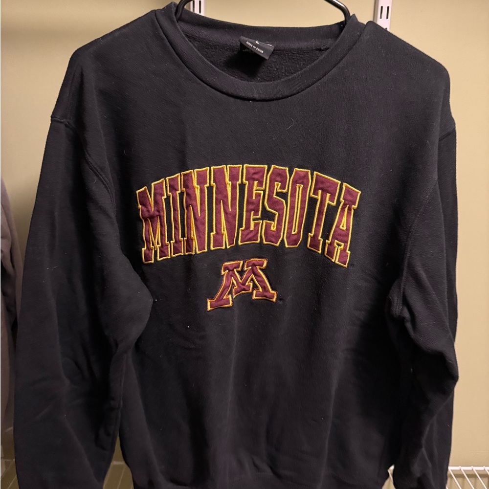 Minnesota Black Embroidered Fanatics Sweatshirt